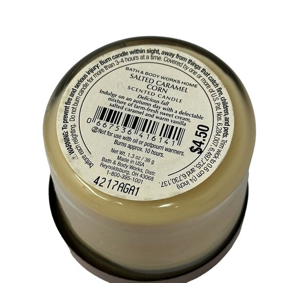 Bath & Body Works Salted Caramel Corn 1.3 Oz Bronze Pumpkin Mini Sleeve Holder - Picture 7 of 10